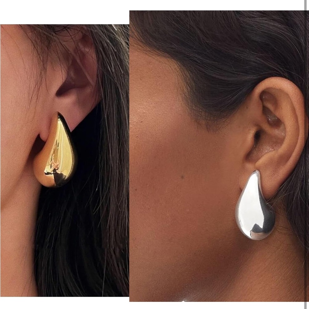 New. Elegant Gold and Silver Teardrop Earrings - Picture 2 of 7